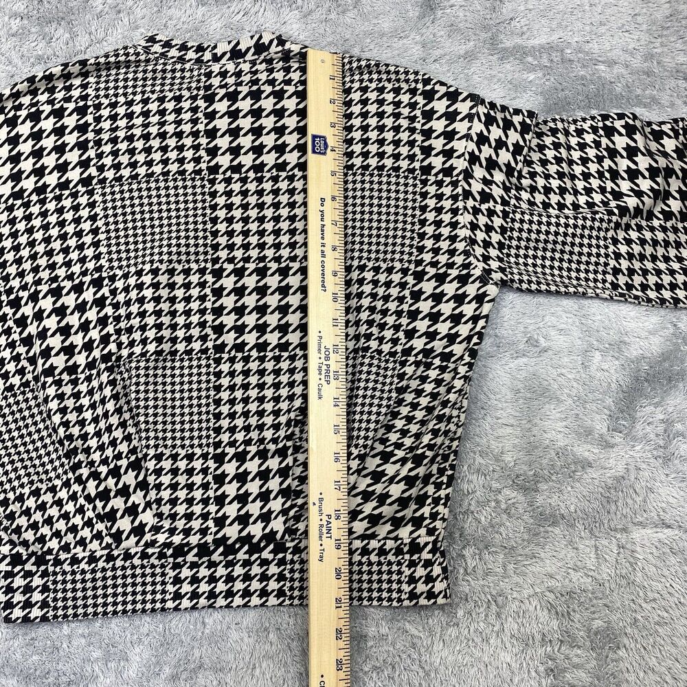 Monrow Shirt Women Small Black Houndstooth Sweatshirt Sweater Puff Sleeve USA - Picture 13 of 14